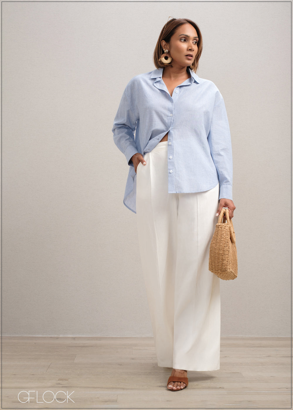 Oversized Full Sleeve Stripe Shirt - 300625