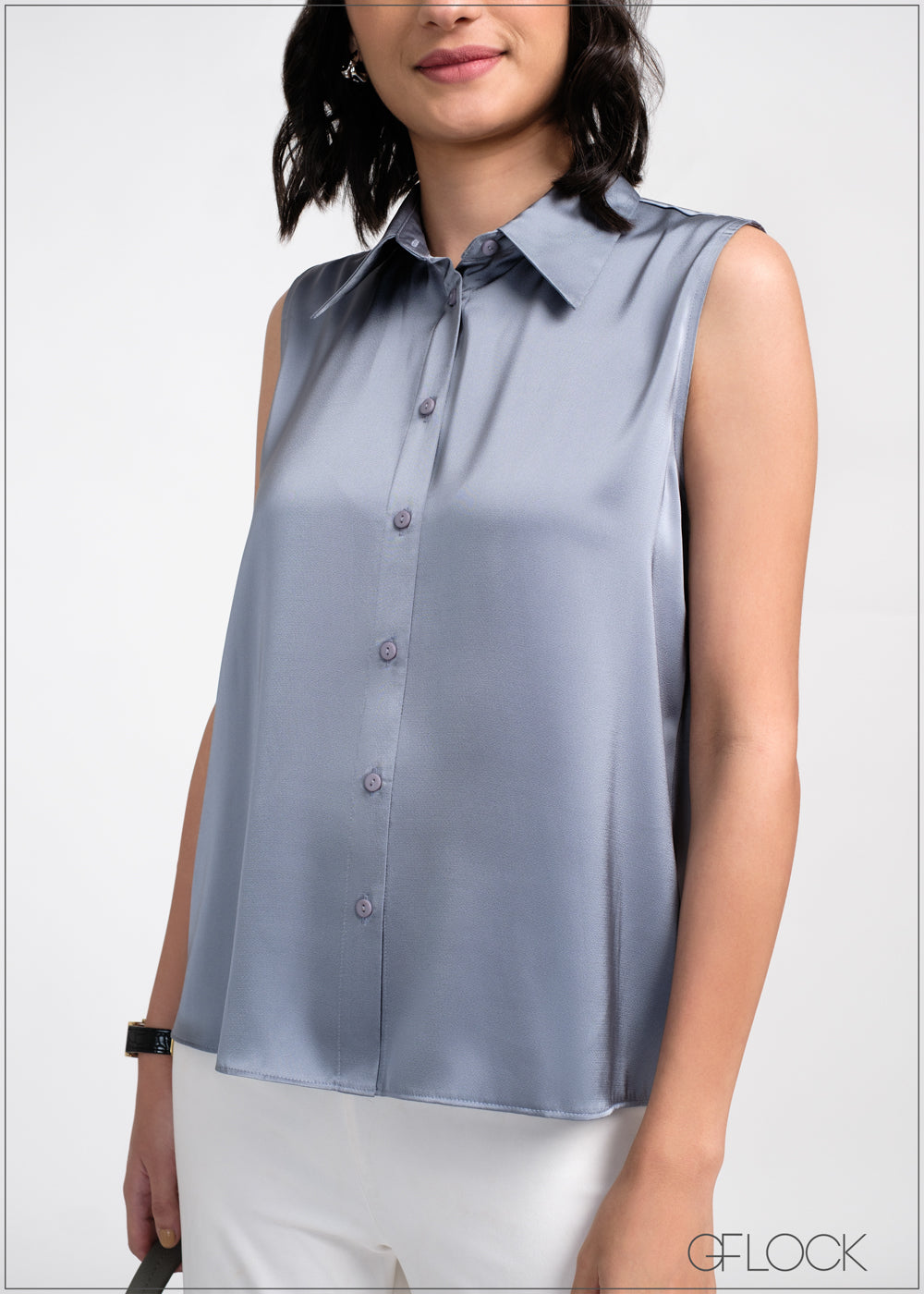 Satin Sleeveless Shirt - 190525