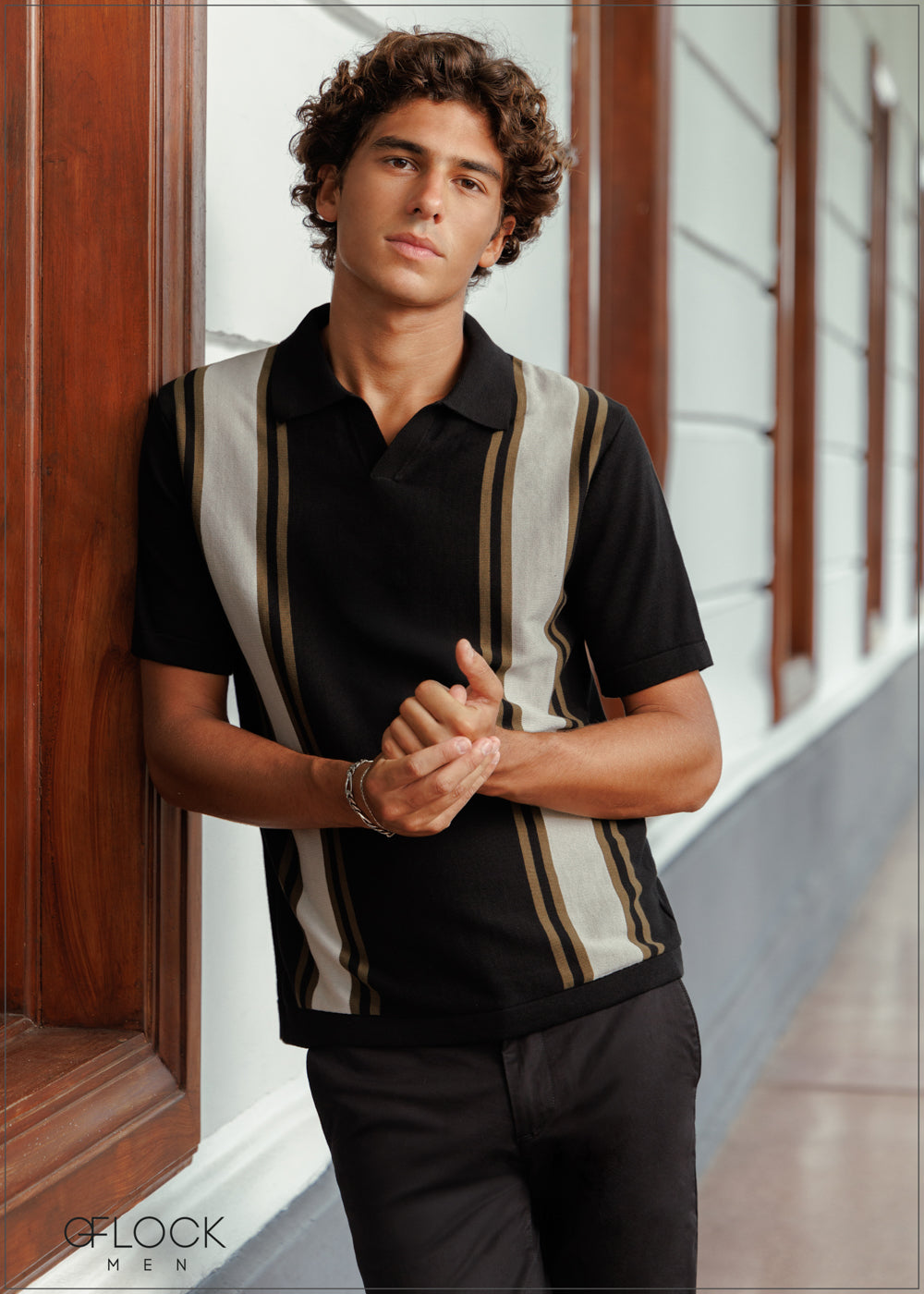 Black Stripe Knit Shirt - 261224