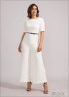 Boat Neckline Wide Leg Jumpsuit - 200424