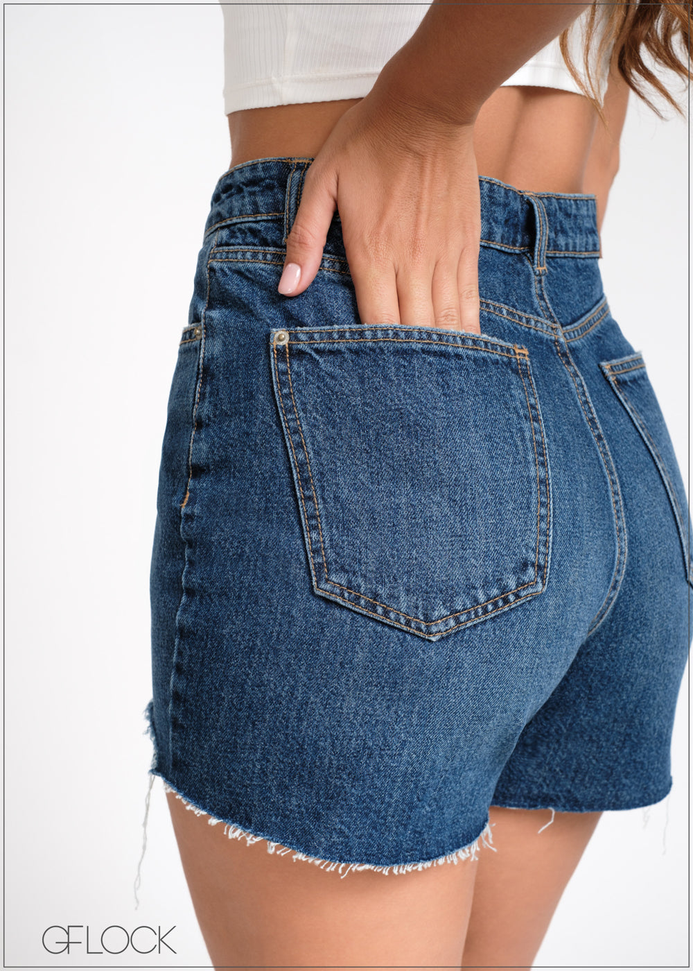 High Waisted Denim Ripped Short - 121024