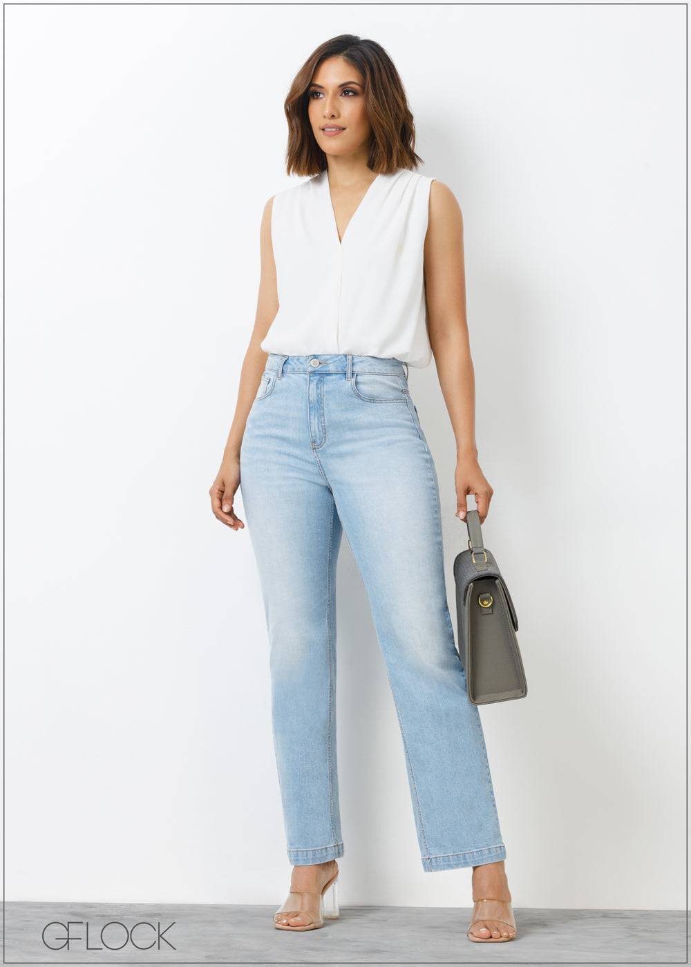 Light Wash Straight Leg Jean - Short Length - 310324