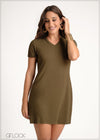 V-Neck T-Shirt Dress - 230924