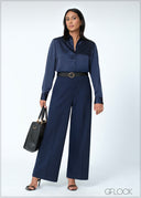 Long Sleeve Satin Shirt - 200625