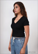 V-Neck Rib Top - 280826