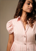 Shirt Collar Button Down Dress - 270326