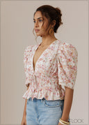 Lace Detailed V-Neck Top - 280926