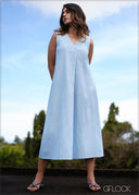 Front Pleat Detailed Midi Dress - 171025