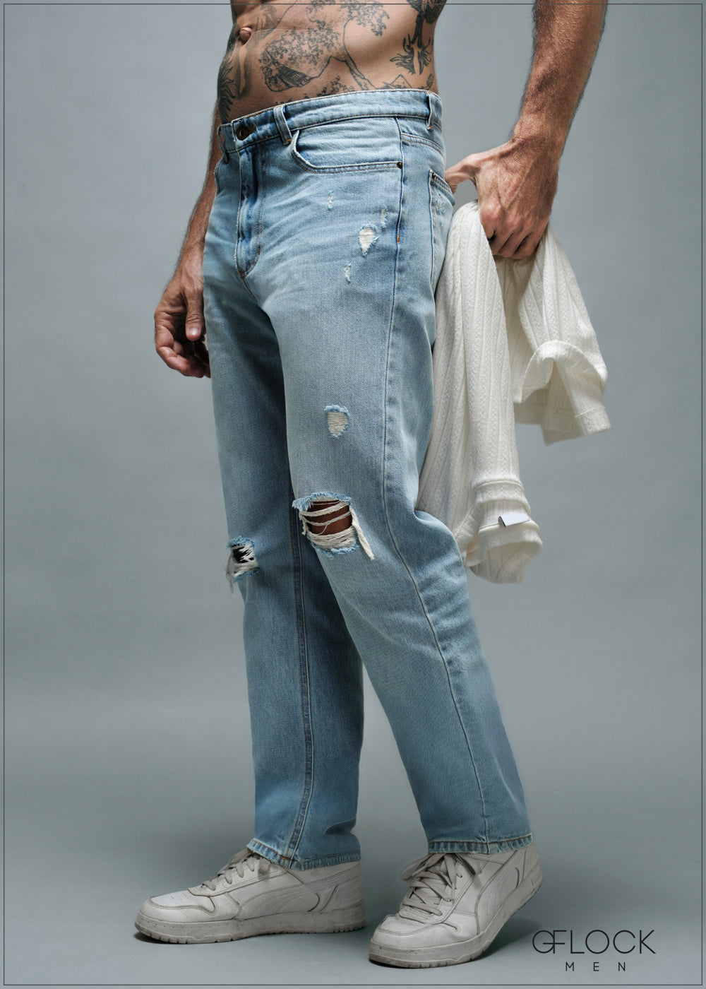 Straight Fit Ribbed Jeans - Long Length - 010925