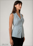 Lapel Collared Sleeveless Top - 250526