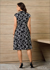 Printed Midi Dress With Tie-Up - 090824