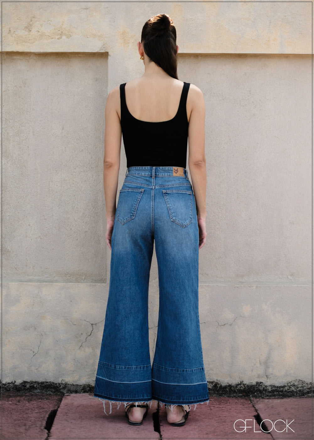 Wide Leg Let Hem Jean - Long Length - 090425