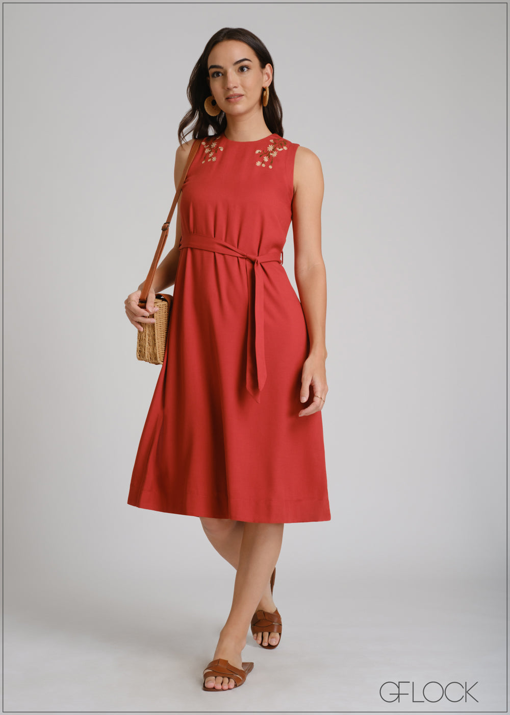 Embroidery Midi Dress - 250425