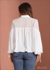 Lace Detail Volume Top - 070723