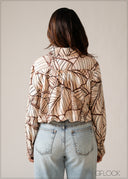 Long Sleeve Printed Crop Shirt - 150626