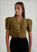 Puff Sleeved V-Neck Top - 070926