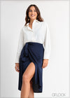 Wrap Tie-Up Midi Skirt - 211024