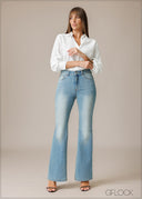 Light Wash Boot-Cut Jean - Short Length - 210326D