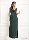 Cowl Neck Bais Tie Up Detailed Maxi Dress - 290923