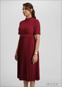 High Neck Pleated Dress - 051026