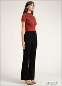 Short Sleeve High Neck Top - 030826