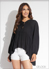 Balloon Sleeve Tiered Top - 070823