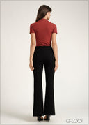 Short Sleeve High Neck Top - 030826