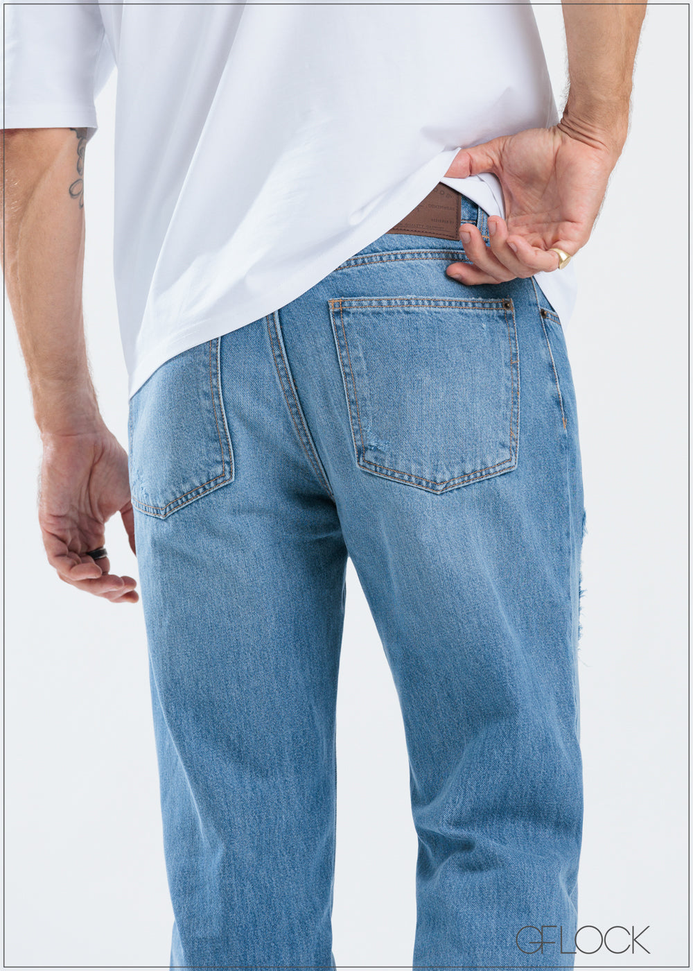 Straight Leg Ripped Jean - Short Length - 250625