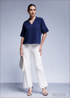Short Sleeve Collared Top - 100425