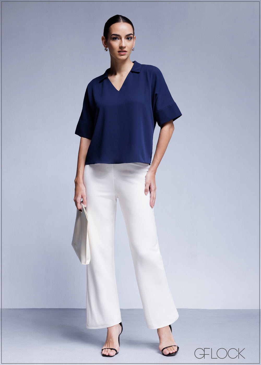 Short Sleeve Collared Top - 100425