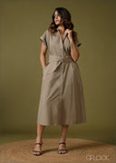 Belted Midi Dress - 100726