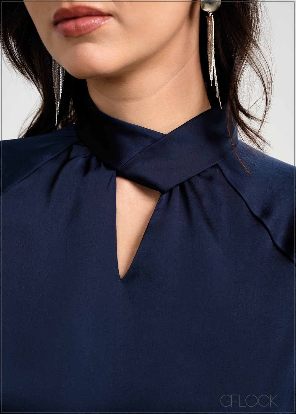 Twist Neck Detail Balloon Sleeve Top - 050925