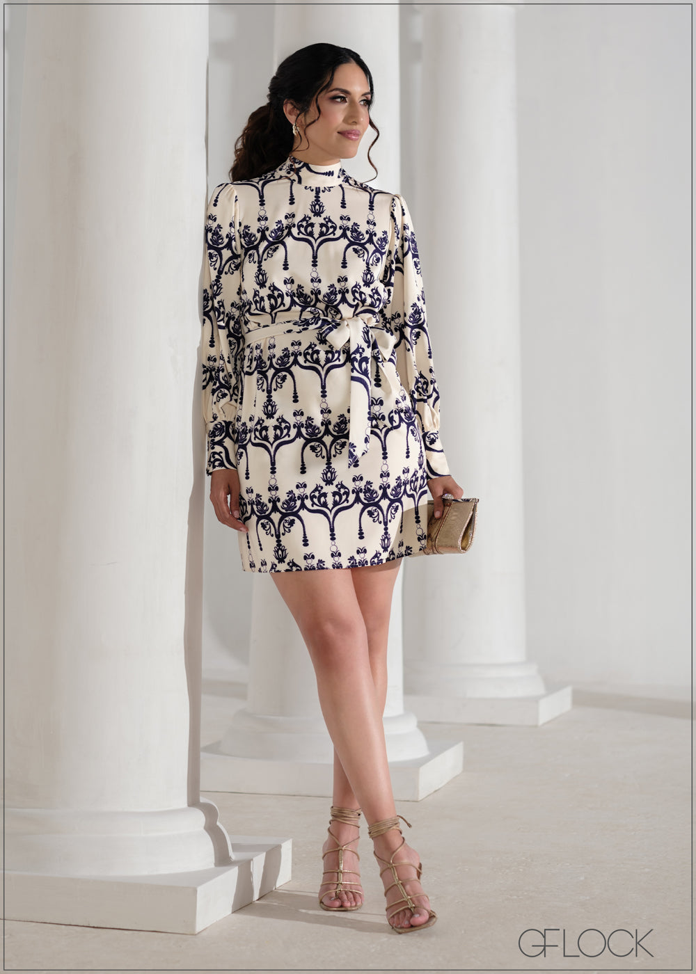 High Neck Printed Mini Dress - 090625