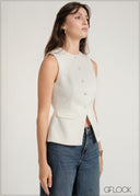 Sleeveless Button Down Waistcoat - 030826