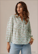Printed V-Neck Top - 280926