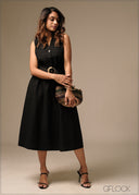 Midi Dress With Belt - 270326