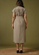 Belted Midi Dress - 100726