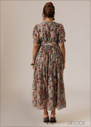 Puff Sleeve Tiered Dress - 280926
