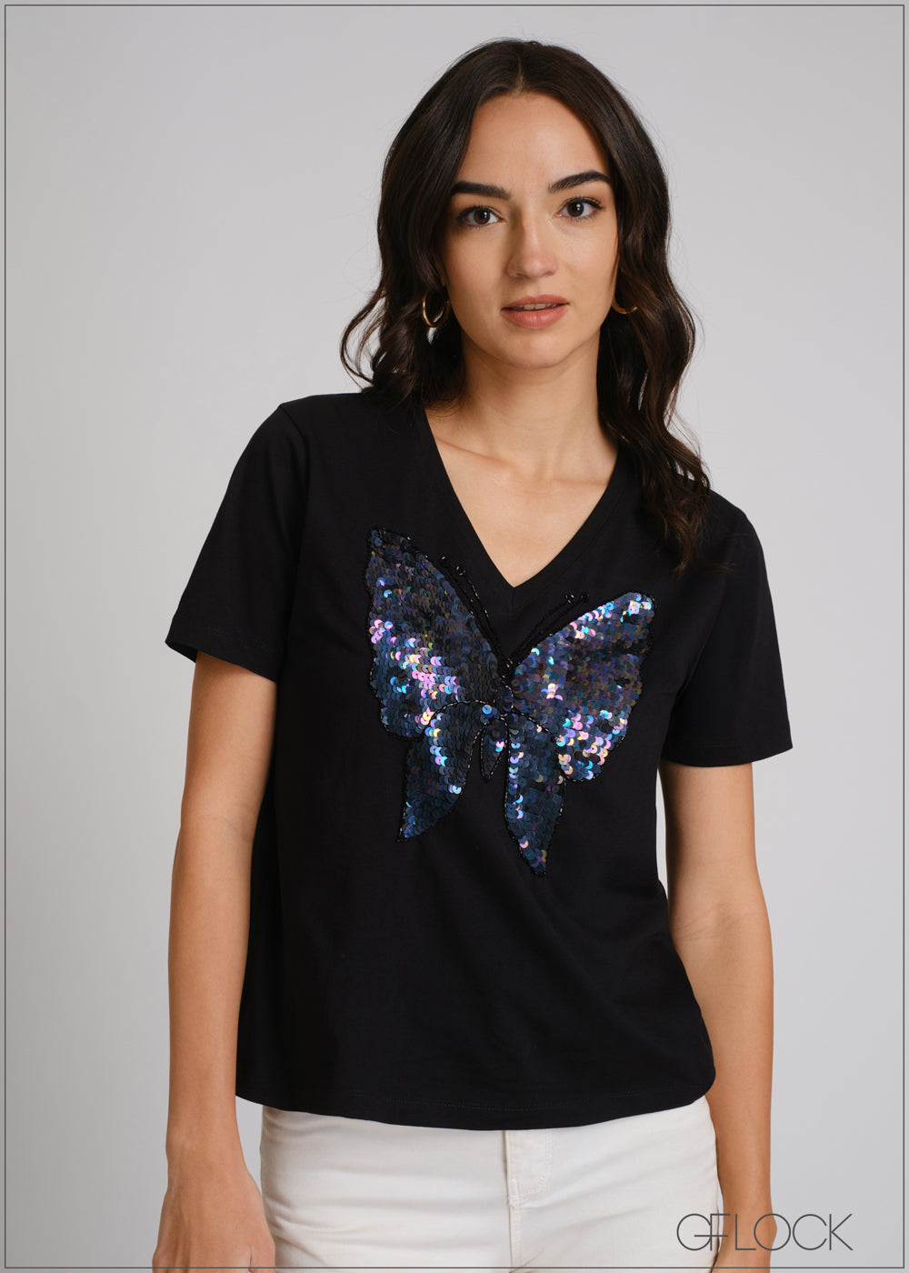 Sequin Embellished T-Shirt - 250425