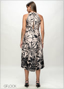 Knot Detail Halter Neck Midi Dress - 090226