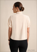 Short Sleeve Top With Peter Pan Collar - 110324