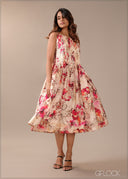 Printed Pintuck Dress - 290726