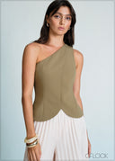 One Shoulder Petal Hem Top - 170726