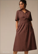 Waist Detailed Shirt Dress - 250926