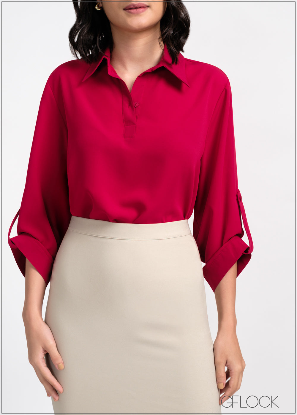 Turn-Up Sleeve Top - 190525