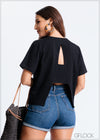 T-Shirt With Open Back Split - 260824