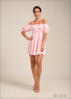 Off Shoulder Lantern Sleeve Mini Dress - 100723