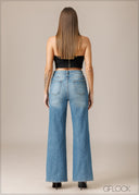 Mid Wash Wide Leg Jean - Long Length - 210326D