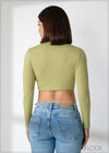 Long Sleeve Round Neck Crop Top - 220124