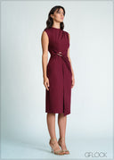 Trim Detailed Sleeveless Midi Dress - 170726